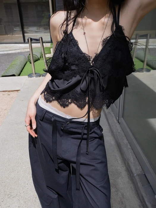 Satin Lace Bustier Top
