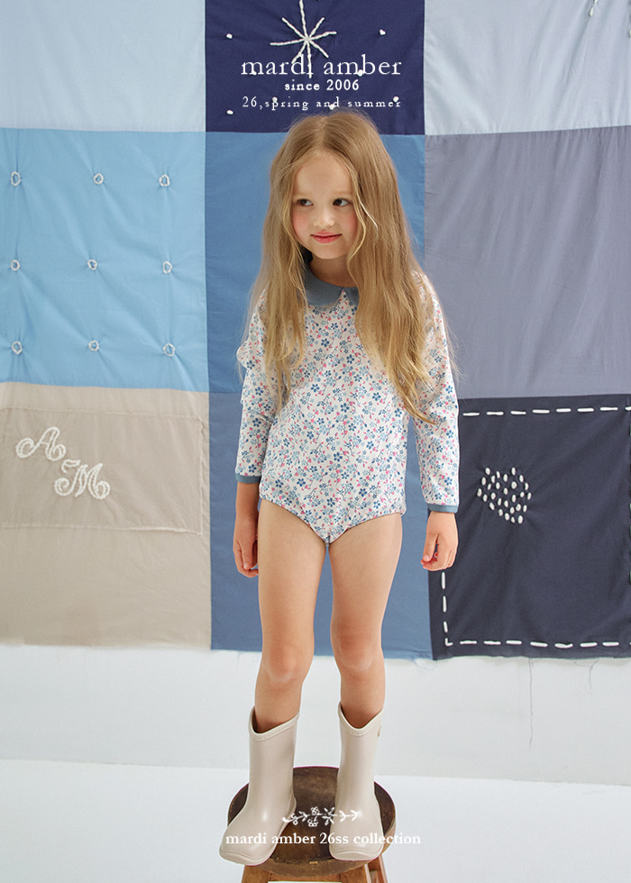 Amber - Korean Children Fashion - #kidsshorts - Sweet Collar One-piece Rashguard