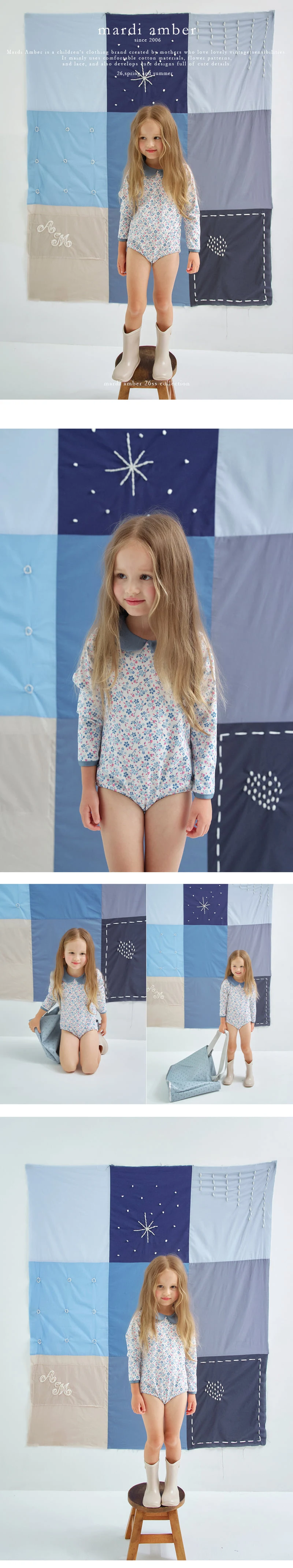 Amber - Korean Children Fashion - #kidsstore - Sweet Collar One-piece Rashguard - 2