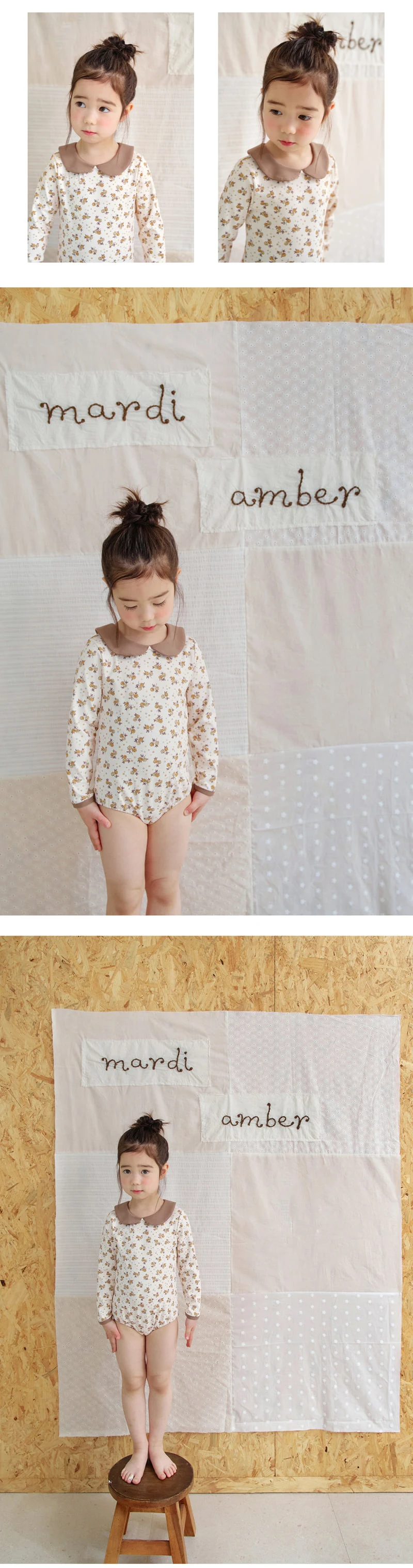 Amber - Korean Children Fashion - #littlefashionista - Sweet Collar One-piece Rashguard - 5