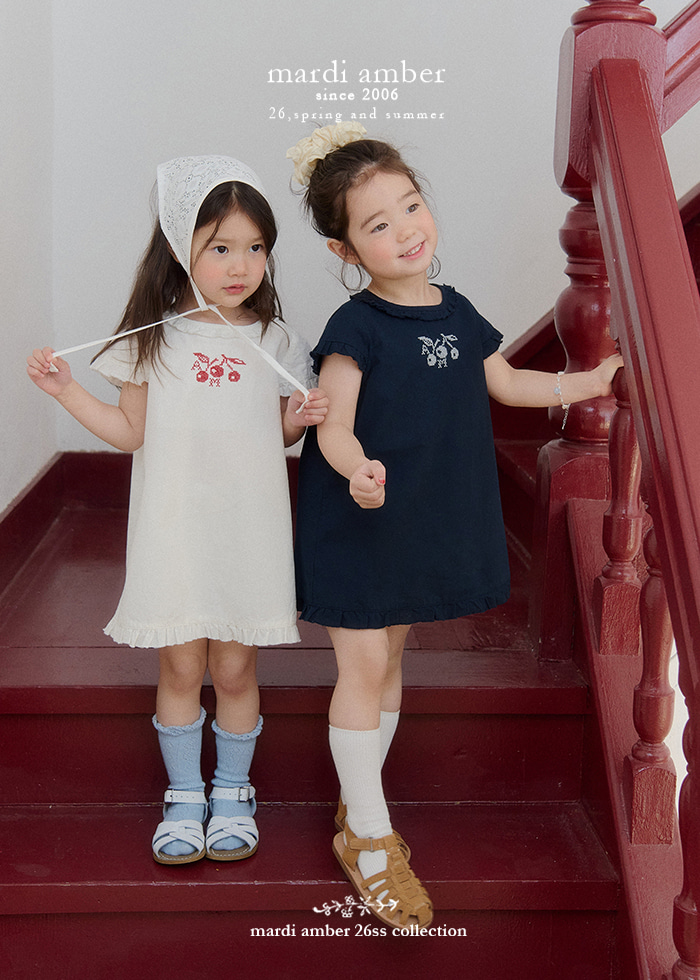 Amber - Korean Children Fashion - #minifashionista - Cherry Frill One-piece