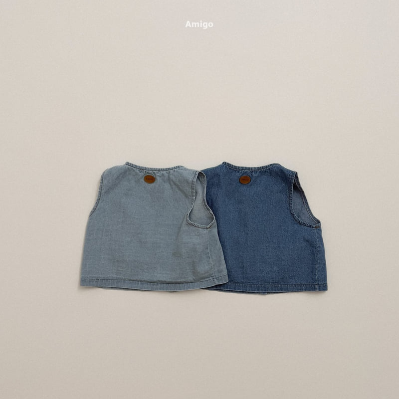 Amigo - Korean Children Fashion - #childofig - Round Denim Vest - 4