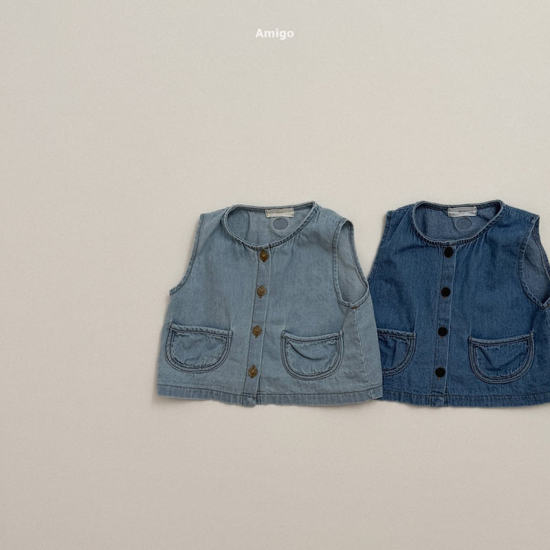 Amigo - Korean Children Fashion - #discoveringself - Round Denim Vest - 6