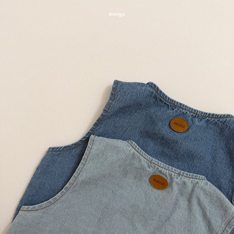 Amigo - Korean Children Fashion - #fashionkids - Round Denim Vest - 7