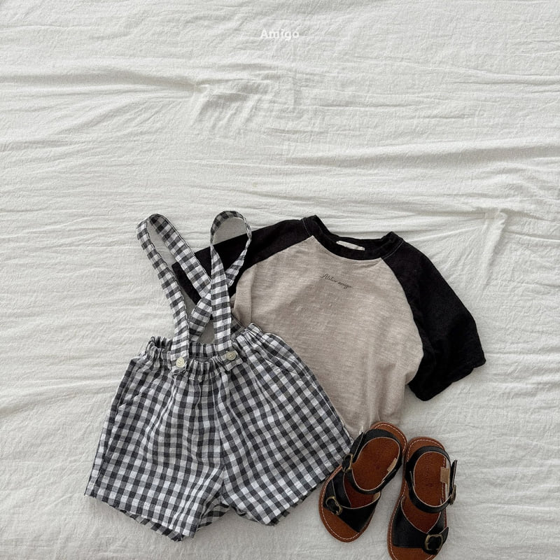 Amigo - Korean Children Fashion - #kidzfashiontrend - Check Suspender Pants - 12