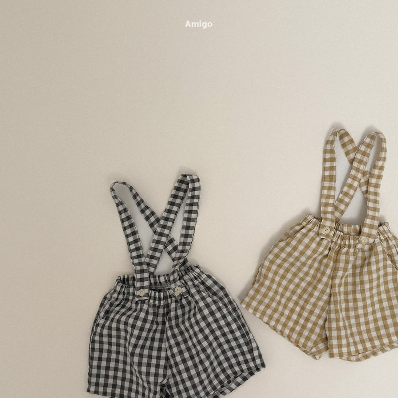 Amigo - Korean Children Fashion - #toddlerclothing - Check Suspender Pants - 4