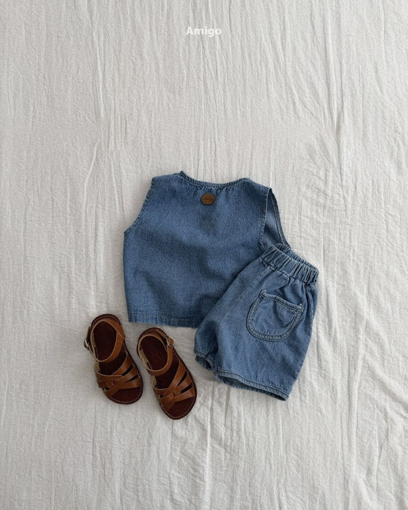Amigo - Korean Children Fashion - #todddlerfashion - Round Denim Pants - 12