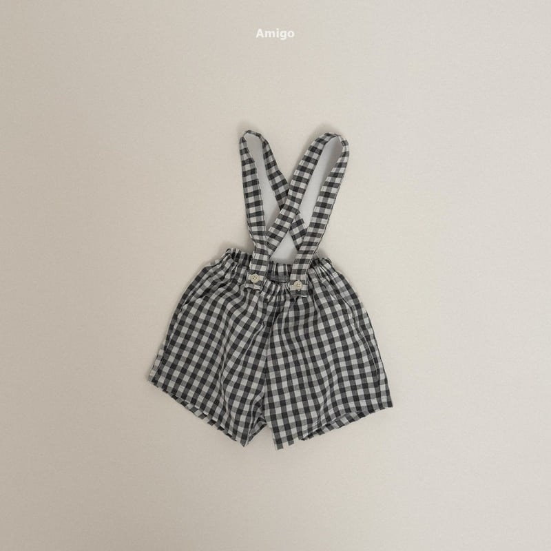 Amigo - Korean Children Fashion - #toddlerclothing - Check Suspender Pants - 3