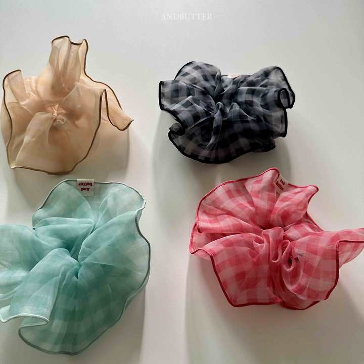 Andbutter - Korean Children Fashion - #kidzfashiontrend - Sheer Check Scrunchie - 4