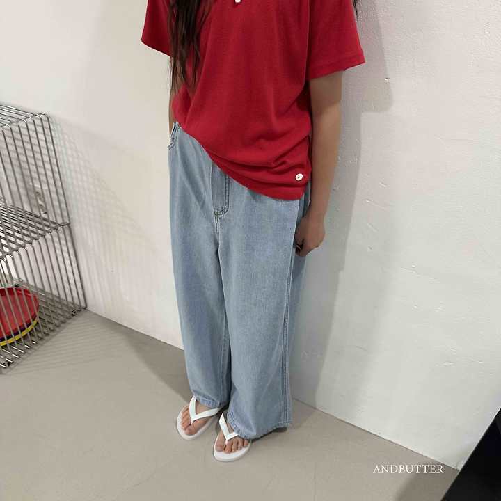 Andbutter - Korean Children Fashion - #childofig - Button Denim Pants - 10