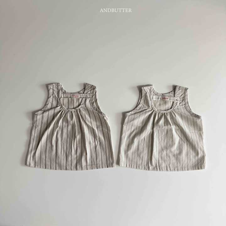 Andbutter - Korean Children Fashion - #fashionkids - Natural Button Sleeveless - 4