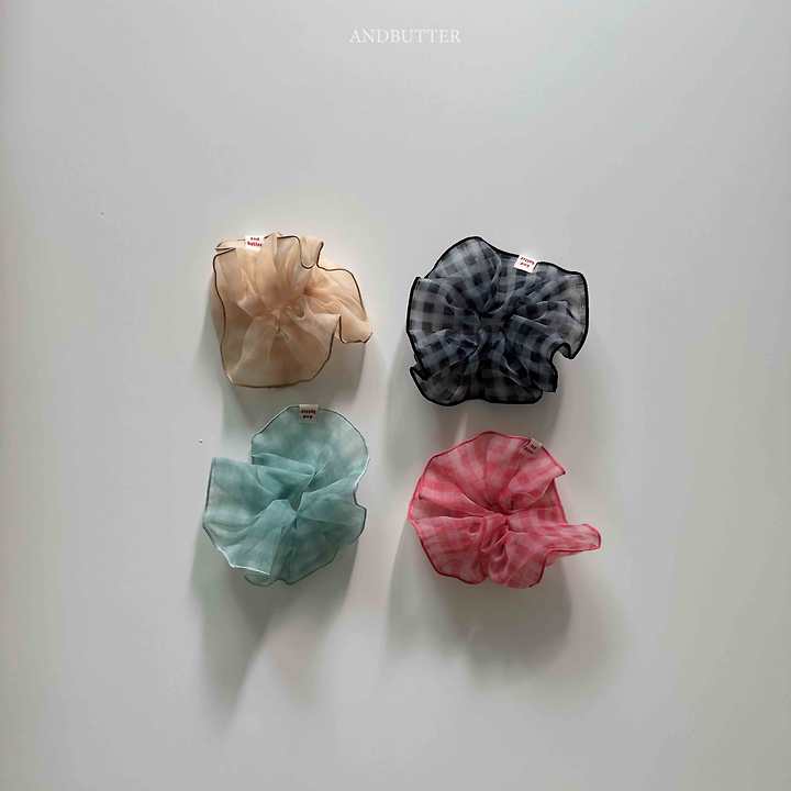 Andbutter - Korean Children Fashion - #kidsshorts - Sheer Check Scrunchie