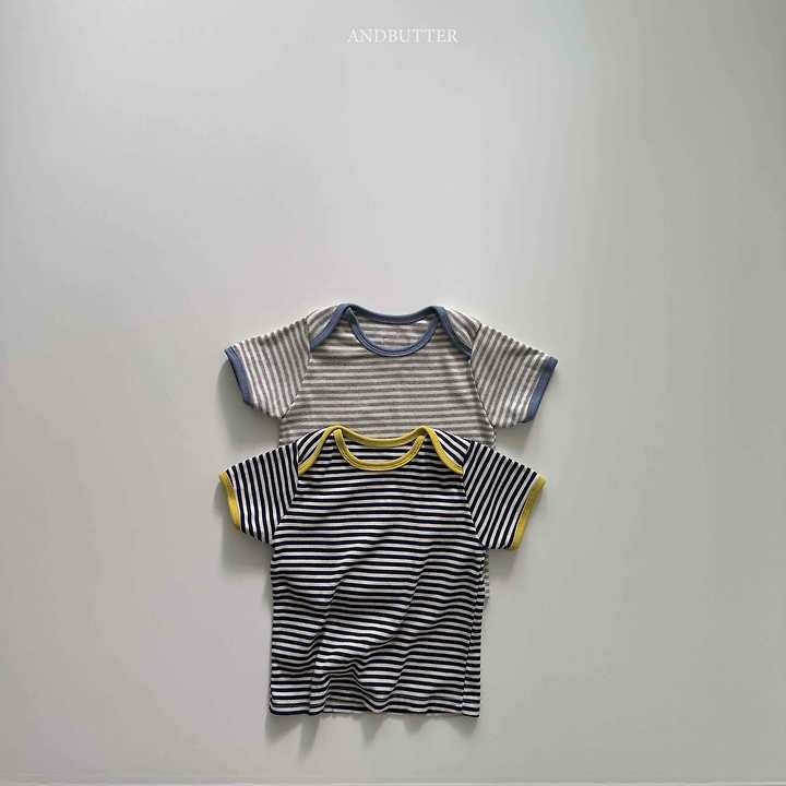 Andbutter - Korean Children Fashion - #kidsshorts - Boat Neck Mix Tee - 5