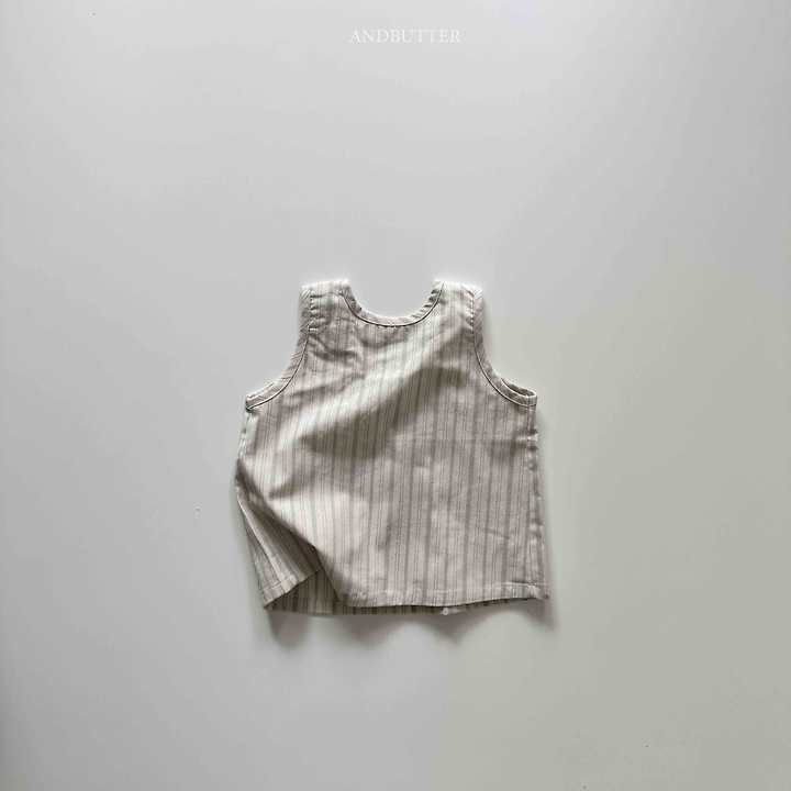 Andbutter - Korean Children Fashion - #kidsstore - Natural Button Sleeveless - 5