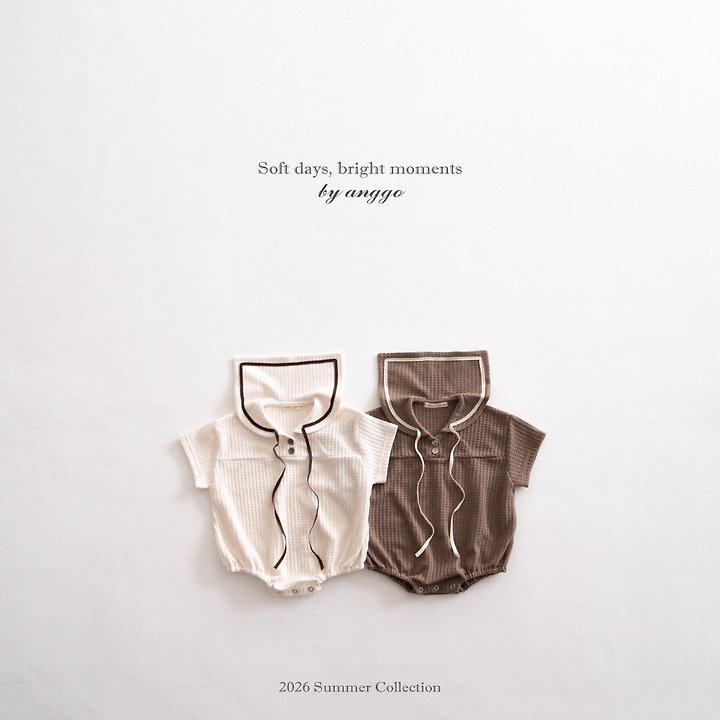 Anggo - Korean Baby Fashion - #babyboutiqueclothing - Sailor Collar Romper - 11