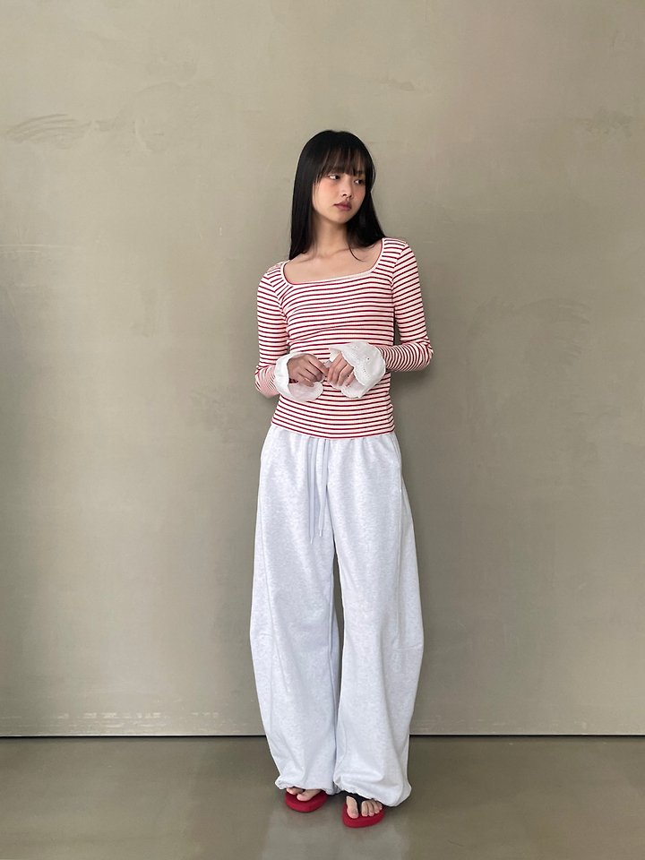 Another Avenue - Korean Women Fashion - #momslook - Coco Lace Striped Tee - 6