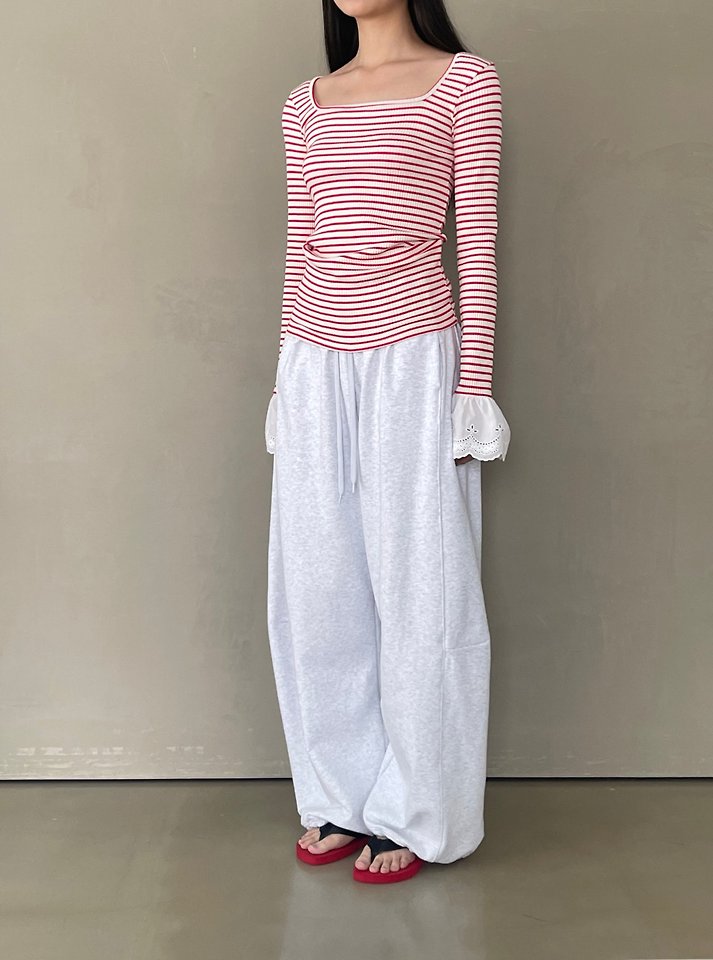 Another Avenue - Korean Women Fashion - #momslook - Coco Lace Striped Tee - 7
