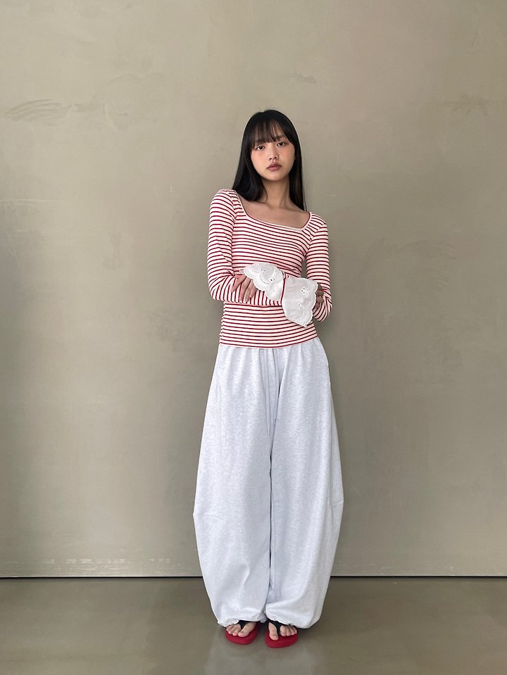 Another Avenue - Korean Women Fashion - #momslook - Coco Lace Striped Tee - 8