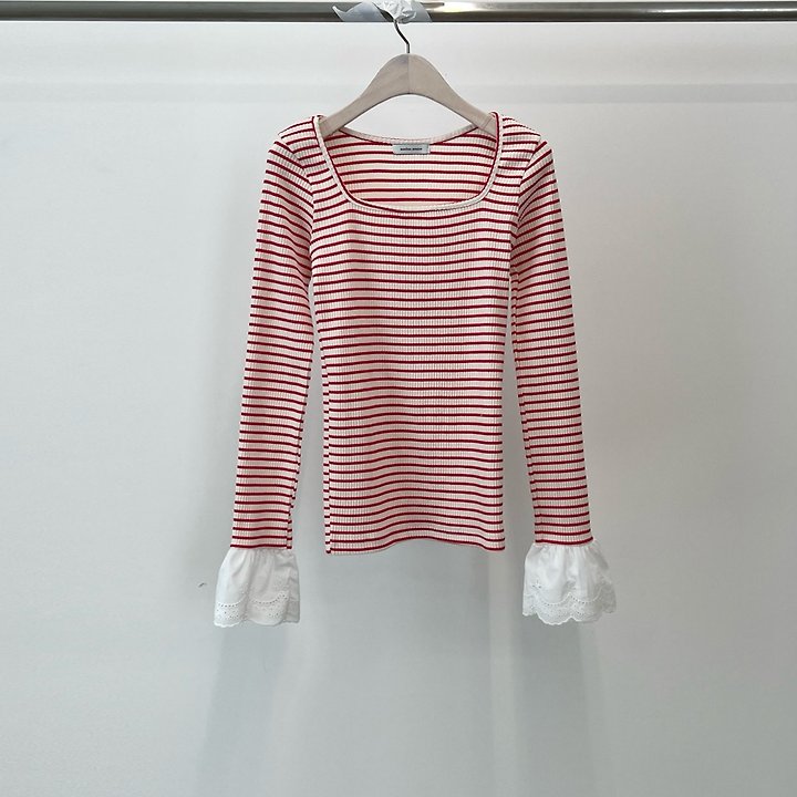Another Avenue - Korean Women Fashion - #womensfashion - Coco Lace Striped Tee - 3