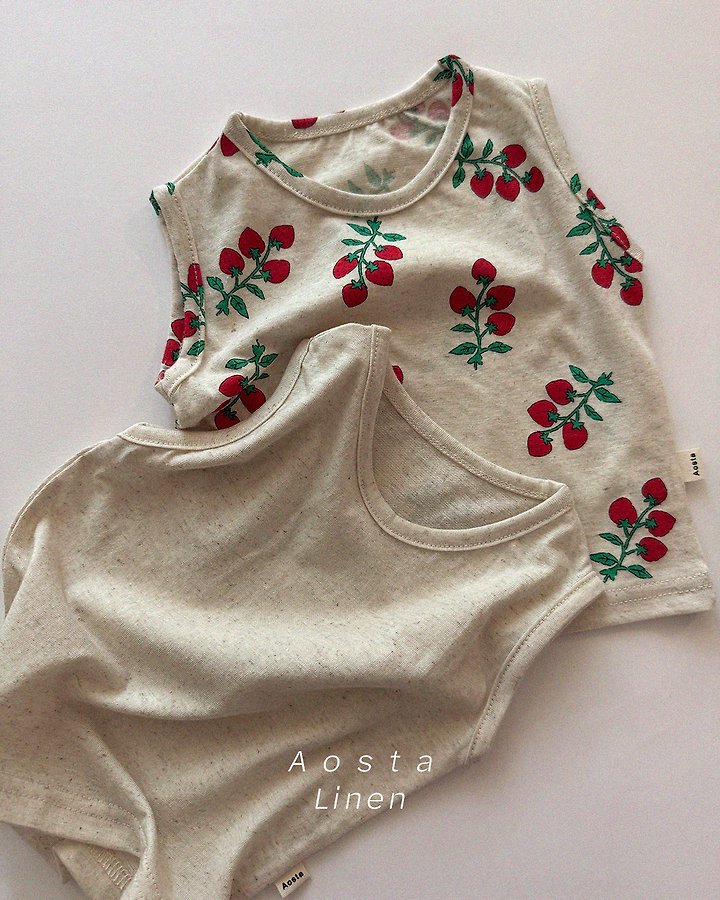 Aosta - Korean Baby Fashion - #babyfashion - Linen Sleeveless Tee - 3