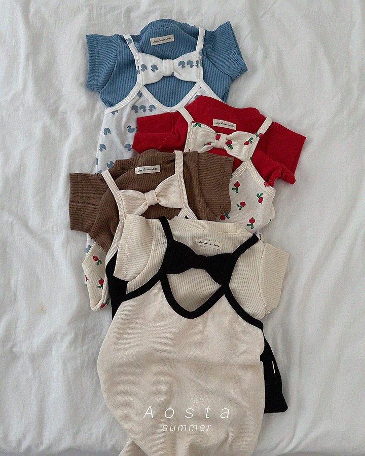 Aosta - Korean Baby Fashion - #babyfashion - Ribbed Ribbon One-piece - 2