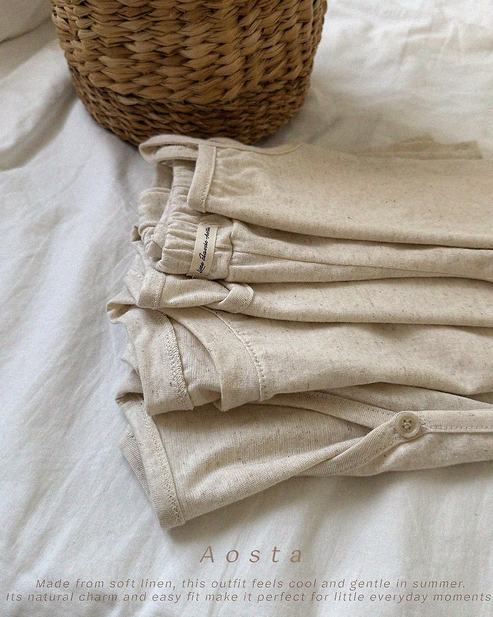 Aosta - Korean Baby Fashion - #babylifestyle - Linen Strap Sleeveless - 5