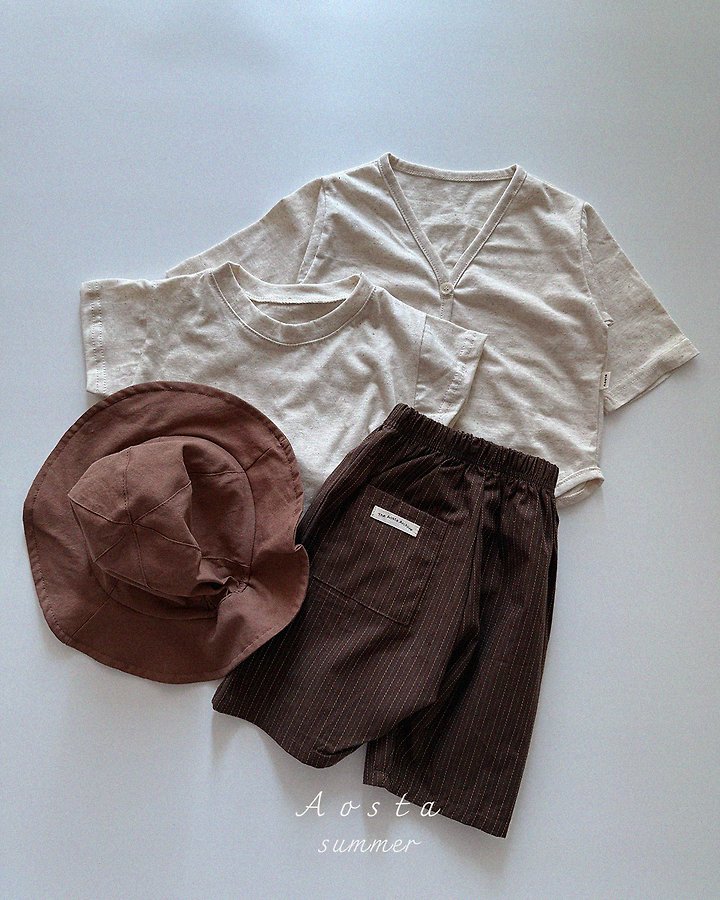 Aosta - Korean Baby Fashion - #babyootd - Linen Short-Sleeve Tee - 9