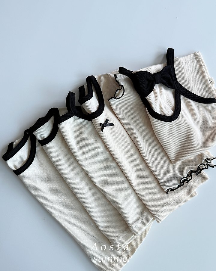 Aosta - Korean Baby Fashion - #babyootd - Ribbed Ribbon One-piece - 7