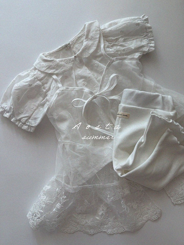 Aosta - Korean Baby Fashion - #babyootd - Lace Open One-piece - 4