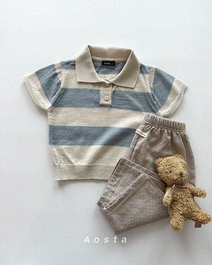Aosta - Korean Baby Fashion - #babyoutfit - Knit Collar Tee - 10