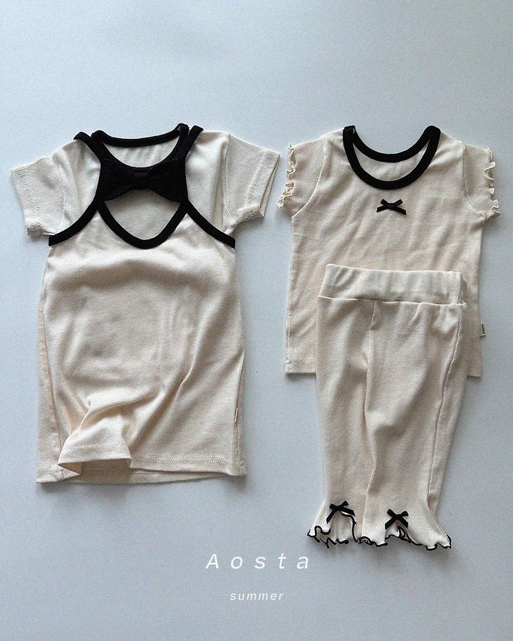 Aosta - Korean Baby Fashion - #babyoutfit - Ribbed Ribbon One-piece - 9