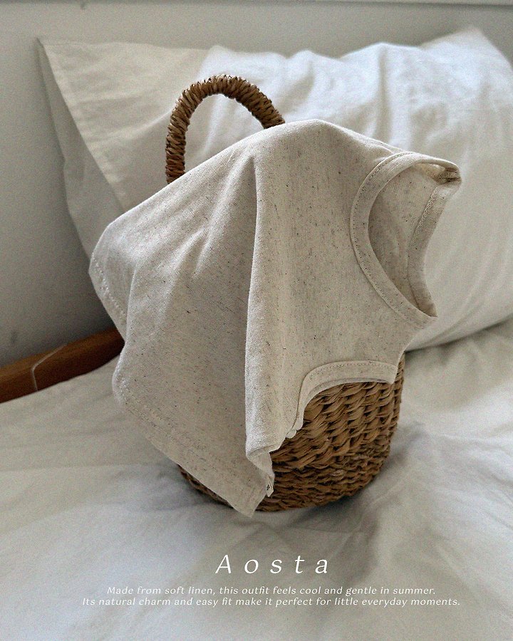 Aosta - Korean Baby Fashion - #babywear - Linen Sleeveless Tee - 11