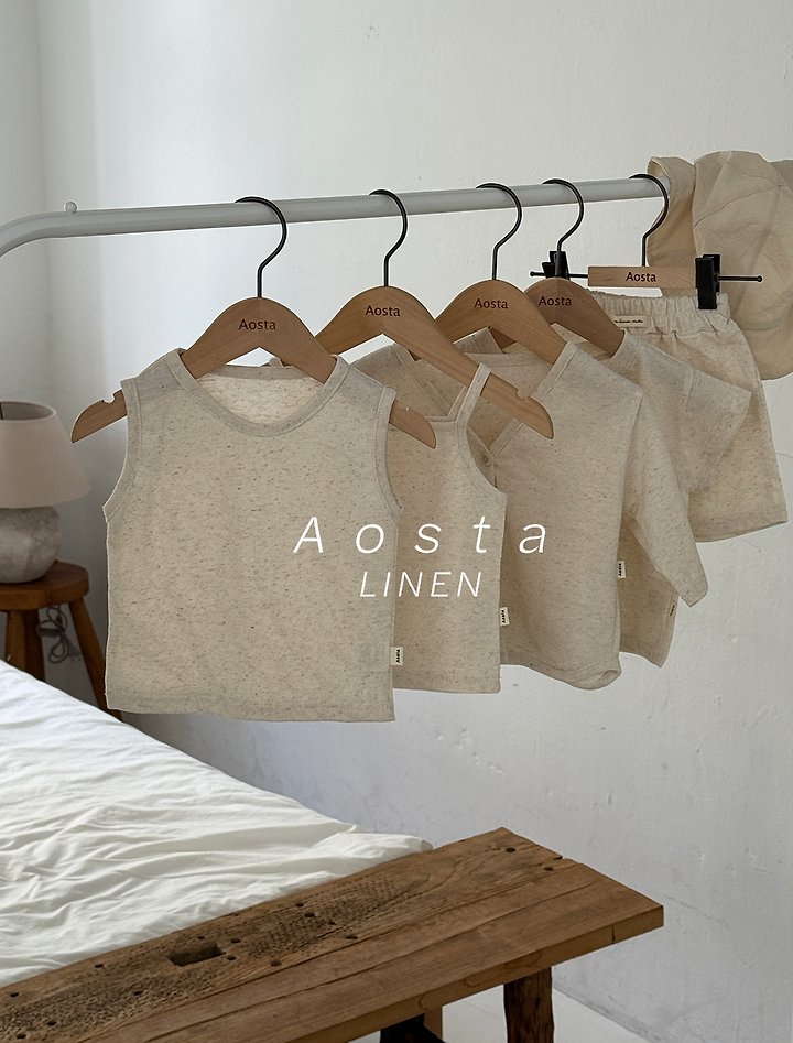 Aosta - Korean Baby Fashion - #onlinebabyboutique - Linen Sleeveless Tee - 12