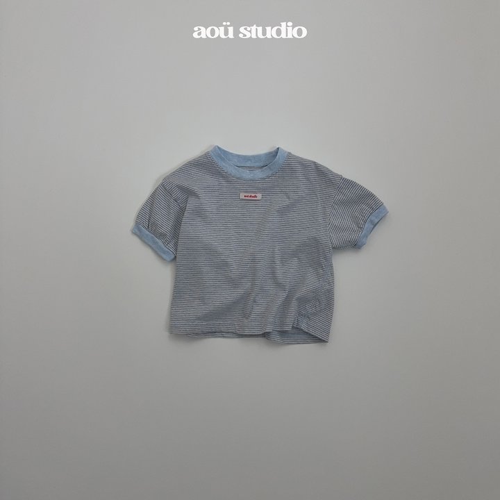 Aou Studio - Korean Baby Fashion - #babyoutfit - Mini Stripe Tee - 4