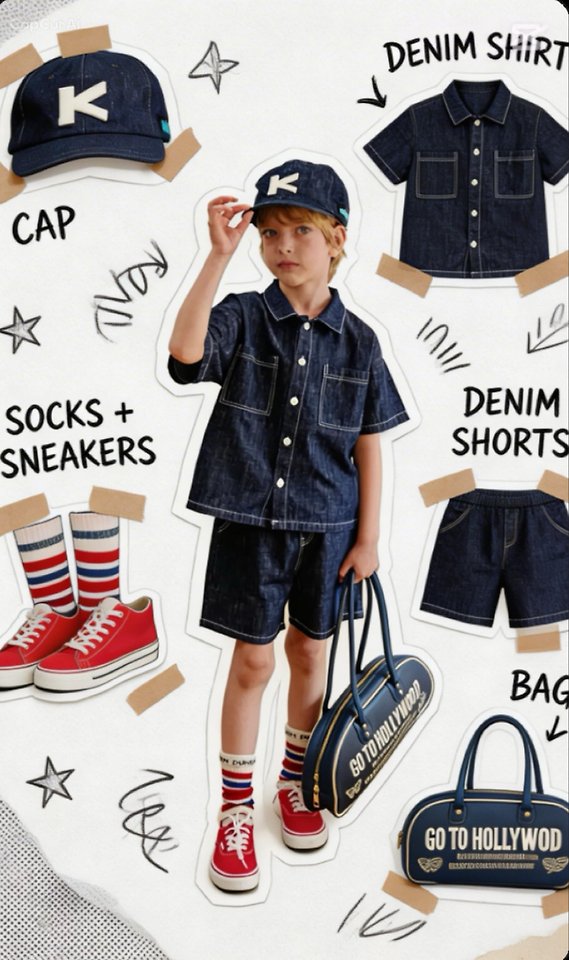 Apple Smile - Korean Children Fashion - #childofig - Indigo Shirt