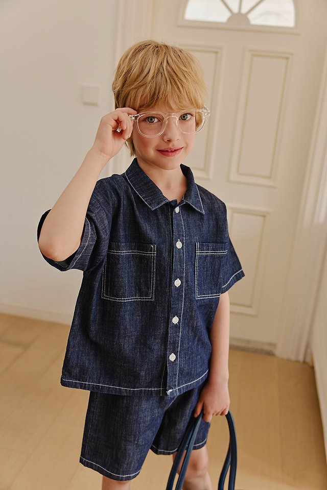 Apple Smile - Korean Children Fashion - #discoveringself - Indigo Shirt - 5