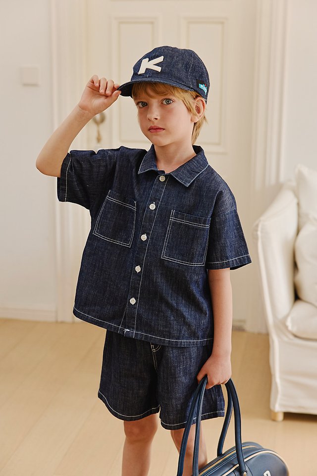 Apple Smile - Korean Children Fashion - #fashionkids - Indigo Shirt - 6