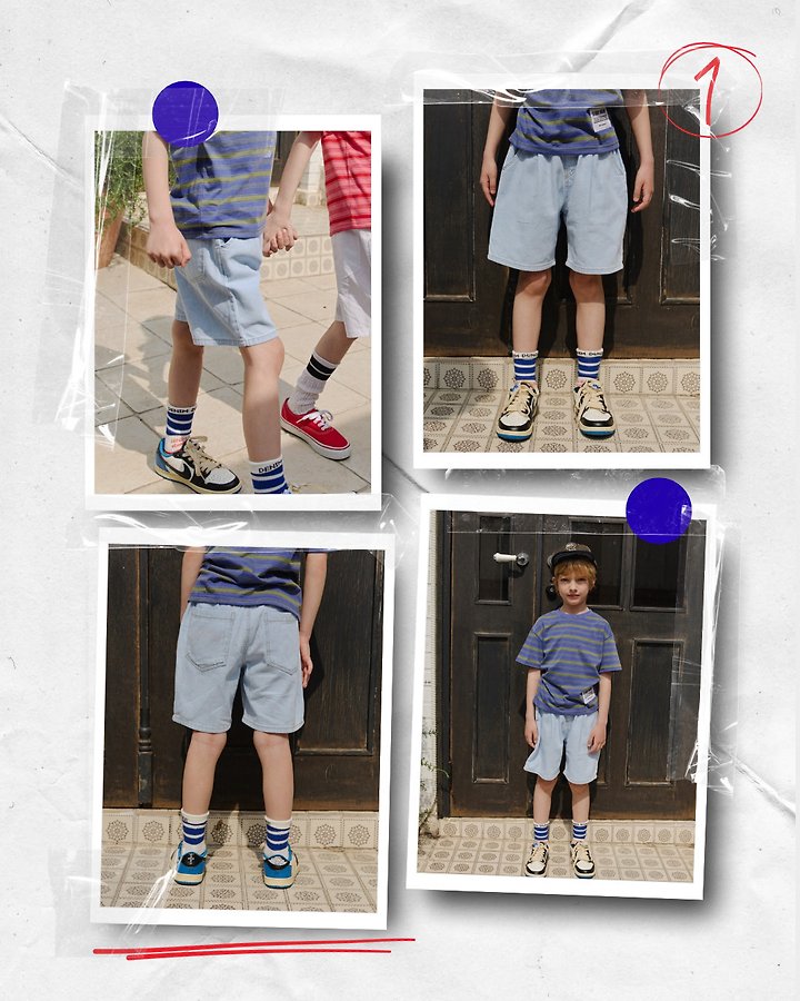 Apple Smile - Korean Children Fashion - #kidsstore - Light Denim Shorts