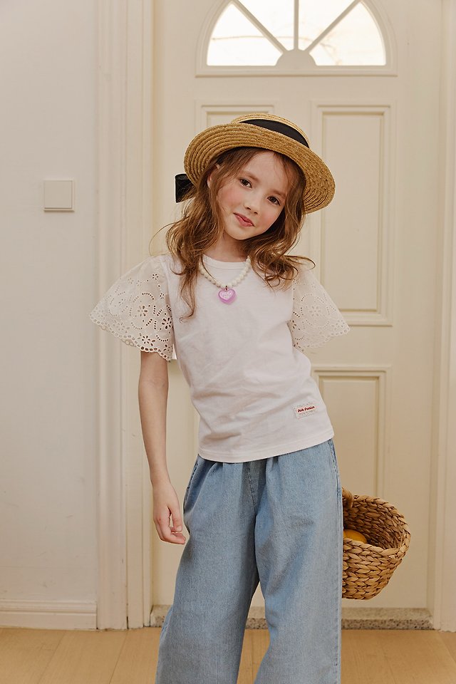 Apple Smile - Korean Children Fashion - #kidzfashiontrend - Lace Sleeve Tee - 3