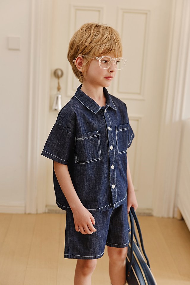Apple Smile - Korean Children Fashion - #kidzfashiontrend - Indigo Shirt - 9
