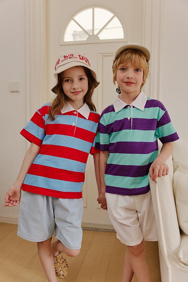 Apple Smile - Korean Children Fashion - #todddlerfashion - Vivid Collar Tee - 2
