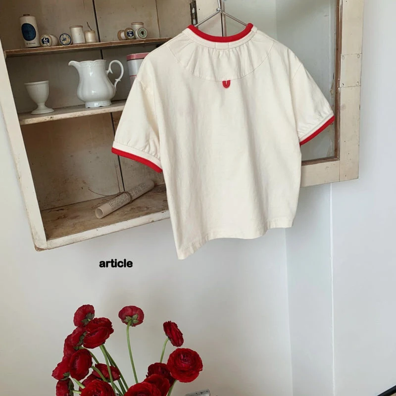 Article - Korean Children Fashion - #childofig - Double Off Embroidery Tee - 3