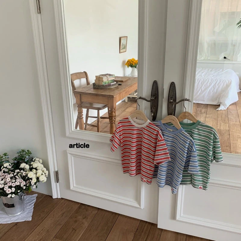 Article - Korean Children Fashion - #childofig - Aqua Stripe Tee