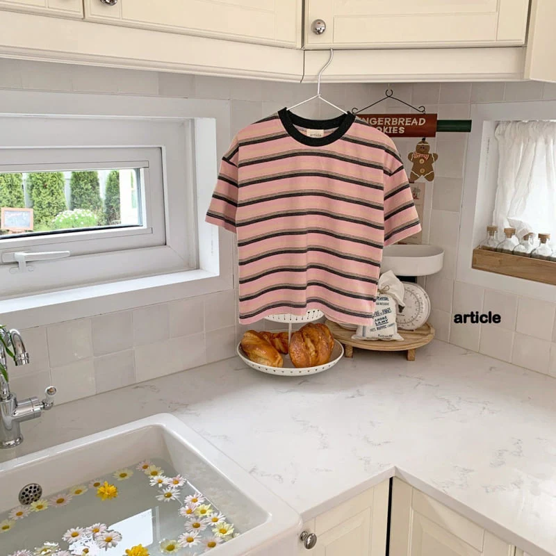 Article - Korean Children Fashion - #childrensboutique - Buddy Stripe Short Sleeve Tee - 2
