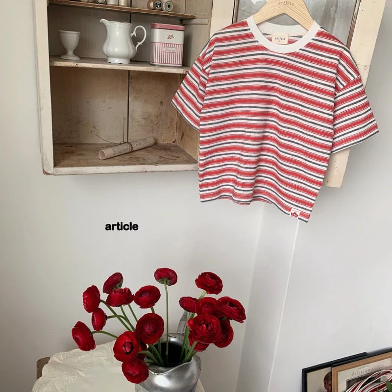 Article - Korean Children Fashion - #childrensboutique - Aqua Stripe Tee - 3