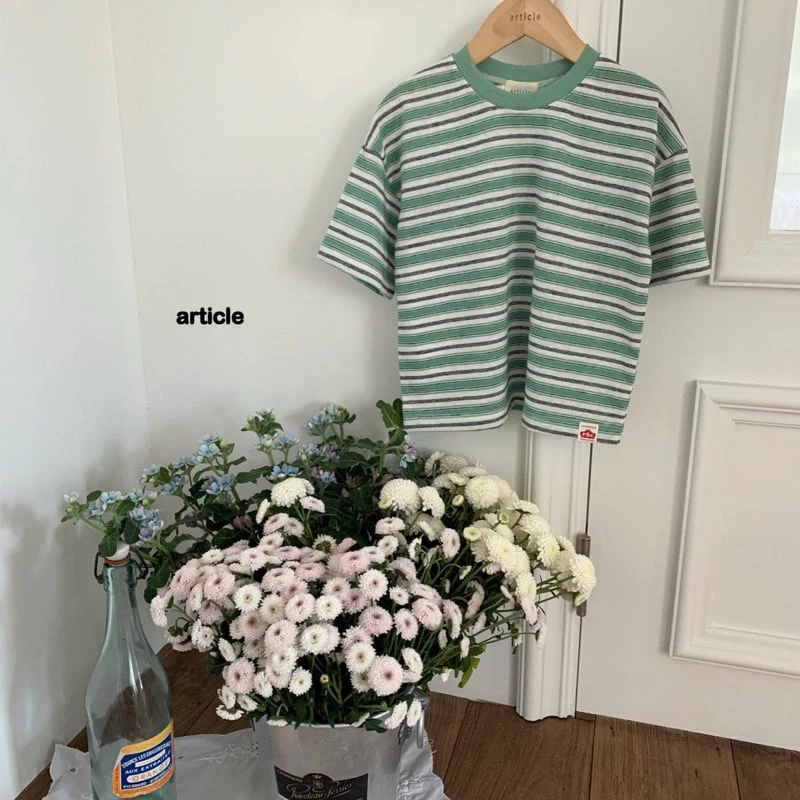 Article - Korean Children Fashion - #kidsshorts - Aqua Stripe Tee - 7