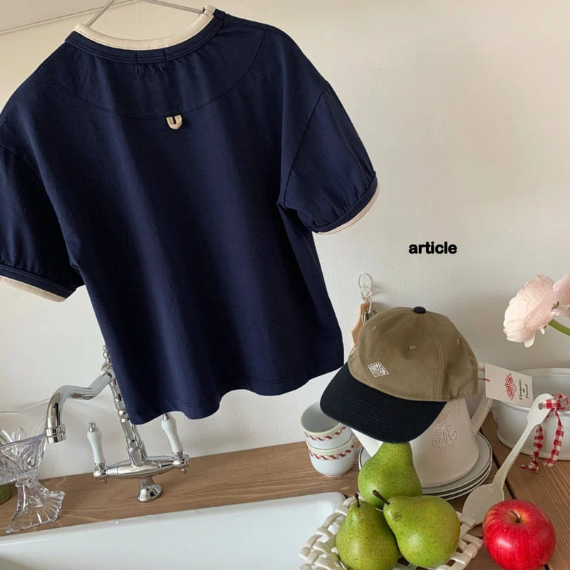 Article - Korean Children Fashion - #kidsstore - Double Off Embroidery Tee - 10