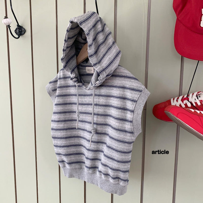 Article - Korean Children Fashion - #minifashionista - Stew Stripe Short Sleeve Hoodie - 3