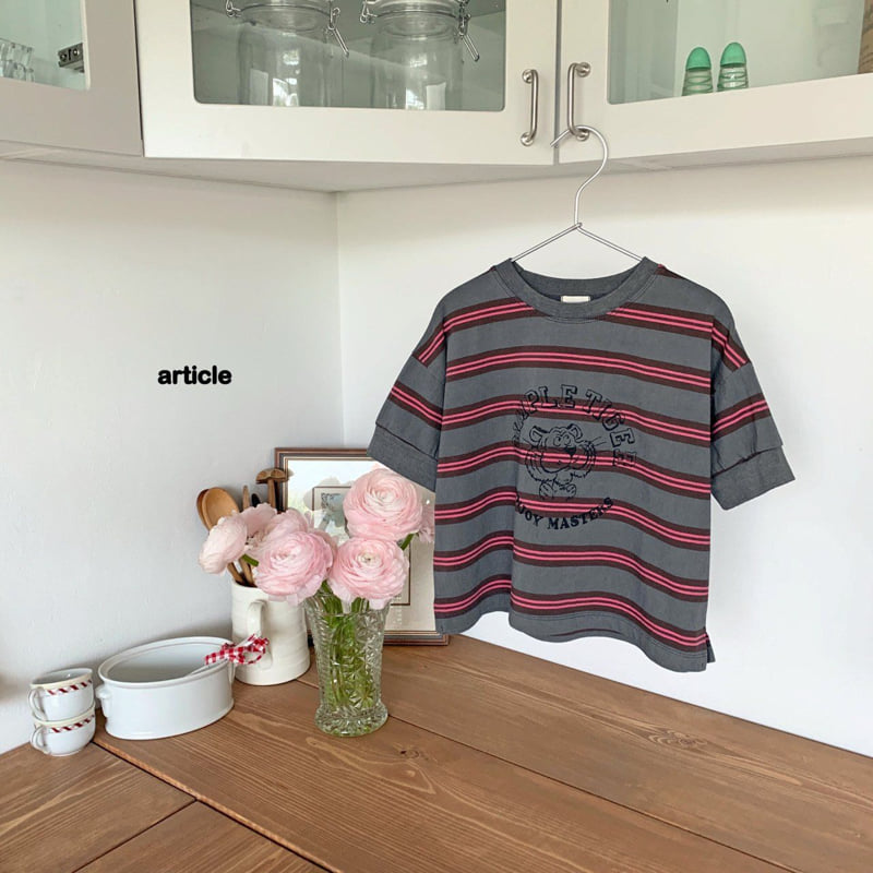 Article - Korean Children Fashion - #prettylittlegirls - Pig Tiger Stripe Tee - 3