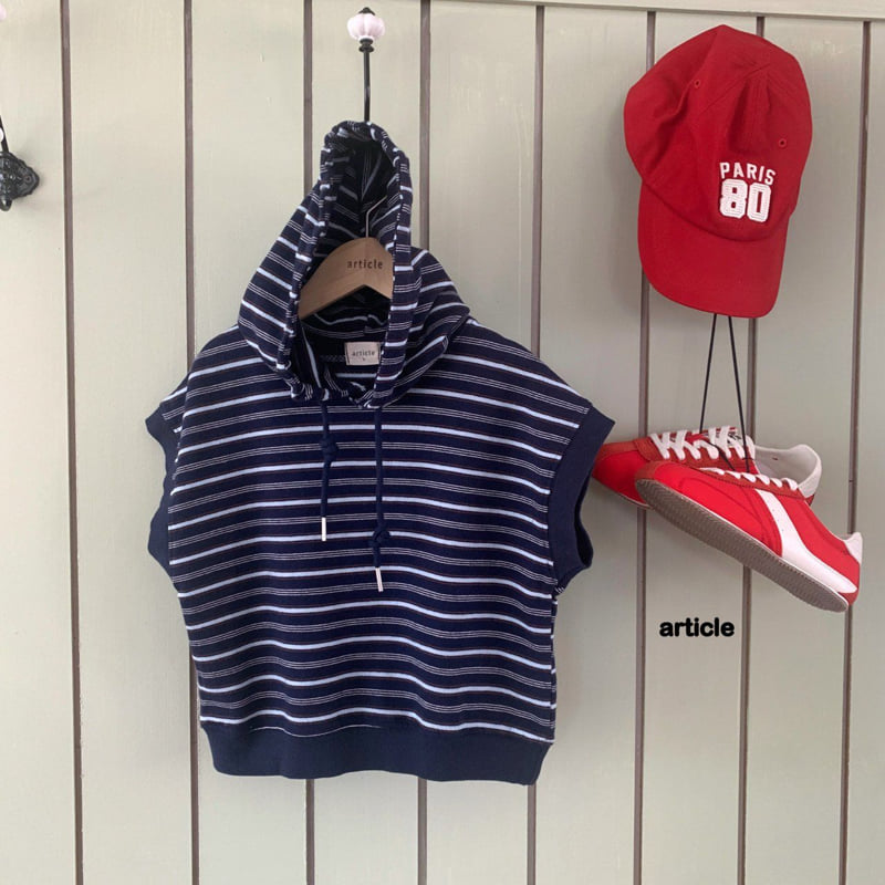 Article - Korean Children Fashion - #stylishchildhood - Stew Stripe Short Sleeve Hoodie - 7